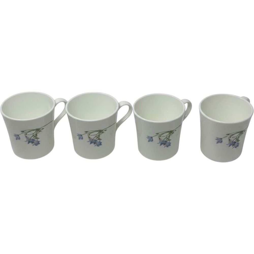 Vintage Corning Corelle Blue Bell Flower Mugs Set of 4 Floral Microwave Safe